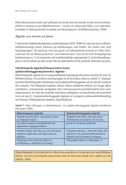 Åtgärder mot fetma, 963 kB - Statens folkhälsoinstitut