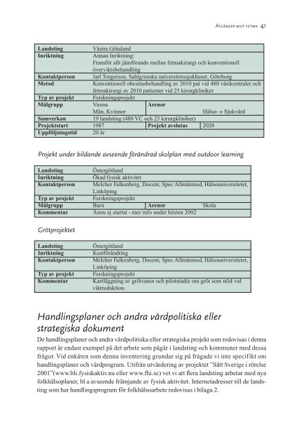 Åtgärder mot fetma, 963 kB - Statens folkhälsoinstitut