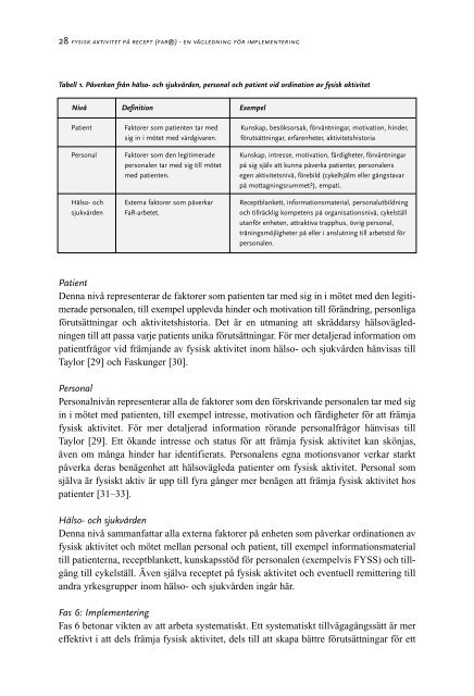 Fysisk aktivitet på recept (FaR) - en vägledning för implementering