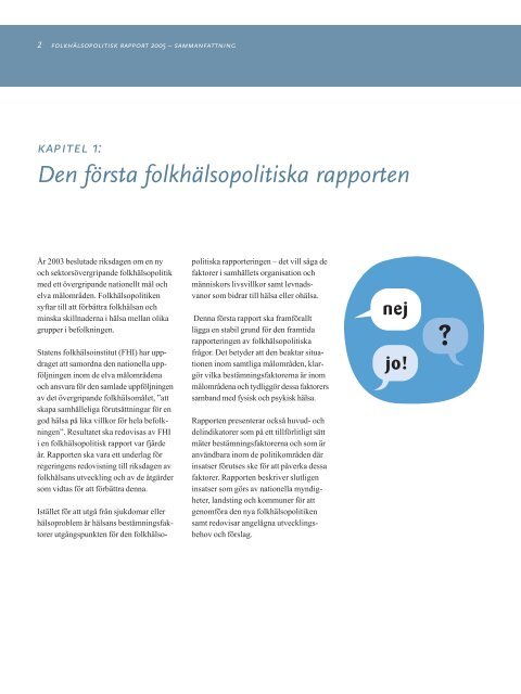 Folkhälsopolitisk rapport 2005 - Statens folkhälsoinstitut