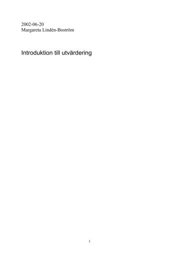 Introduktion till utvärdering, 104 kB - Statens folkhälsoinstitut