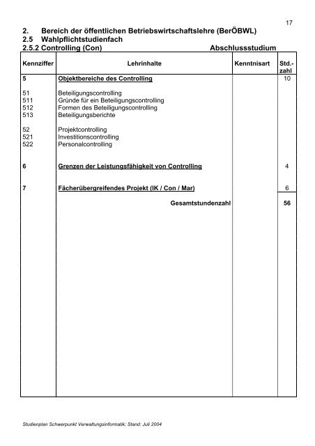 Studienplan - Fachhochschule für öffentliche Verwaltung