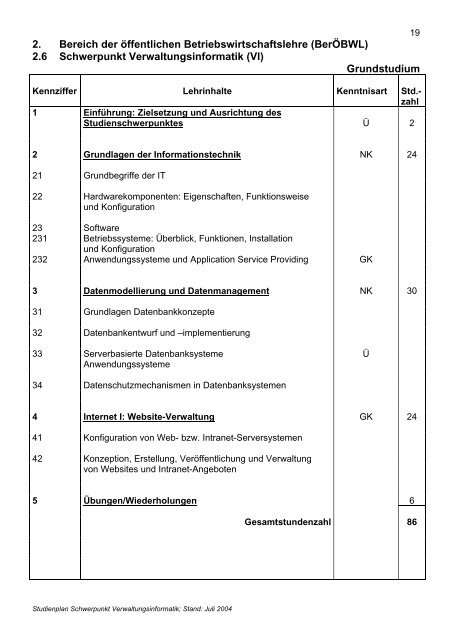 Studienplan - Fachhochschule für öffentliche Verwaltung