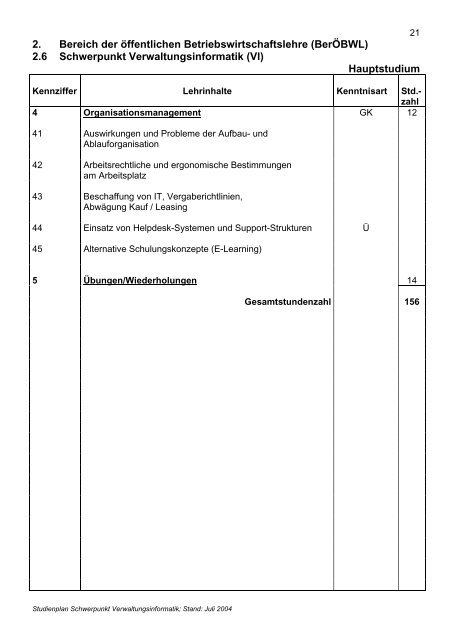 Studienplan - Fachhochschule für öffentliche Verwaltung