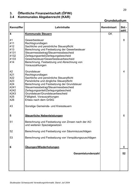 Studienplan - Fachhochschule für öffentliche Verwaltung