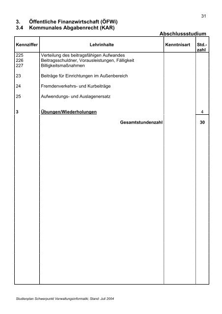 Studienplan - Fachhochschule für öffentliche Verwaltung