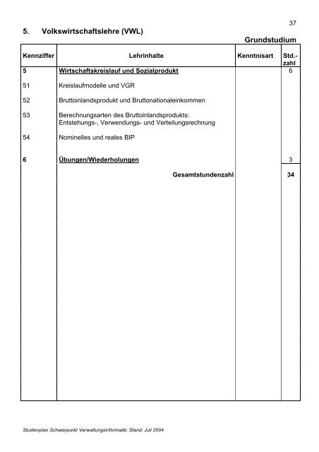 Studienplan - Fachhochschule für öffentliche Verwaltung