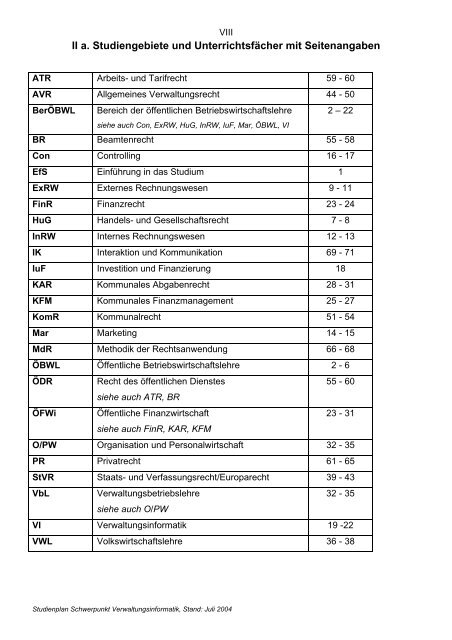 Studienplan - Fachhochschule für öffentliche Verwaltung