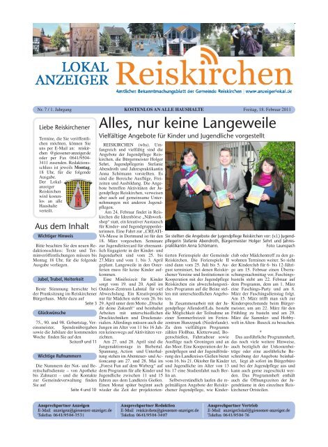 Alles, nur keine Langeweile - Gemeinde Reiskirchen