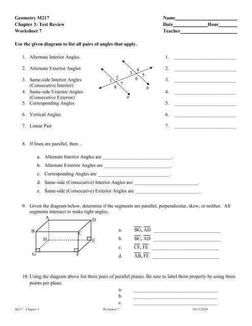 Worksheet 7