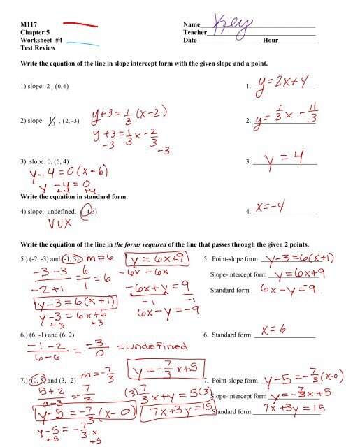 Writing Equations In Slope Intercept Form Worksheet 4 2 Answers Tessshebaylo