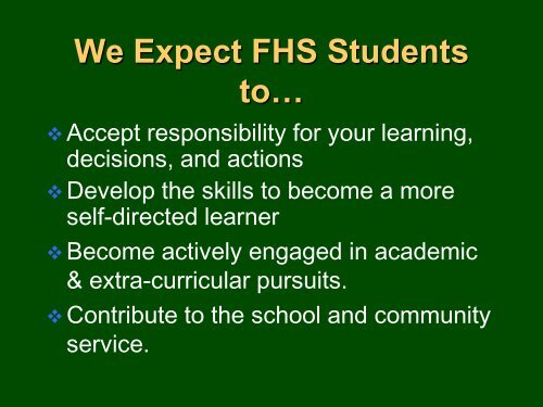 Expectations Assembly PowerPoint - William Fremd High School