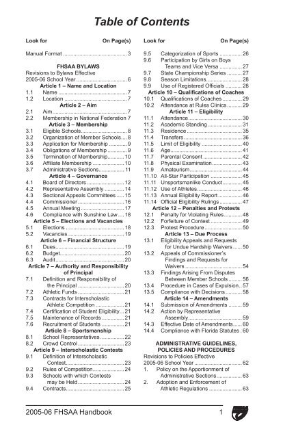 2005-06 FHSAA Handbook hq photo