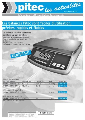 Les balances Pitec sont faciles d'utilisation, précises, rapides et fiables