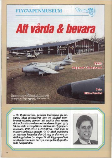 Flygvapenmuseum. Att vårda och bevara - Försvarets Historiska ...