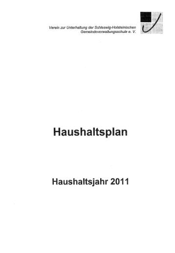 Haushaltsplan 2011 - FHVD - Fachhochschule für Verwaltung und ...