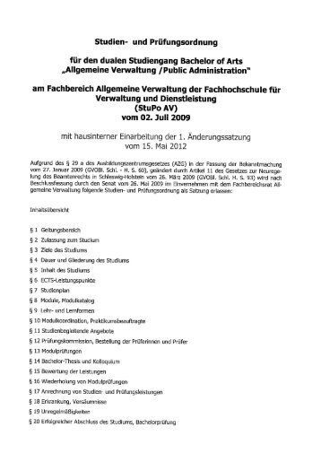 Studien- und Prüfungsordnung (StuPo AV) - FHVD ...