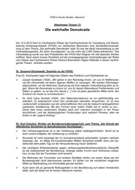 Die wehrhafte Demokratie - FHVD - Fachhochschule für Verwaltung ...