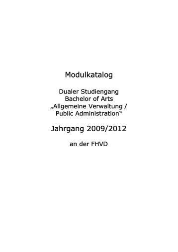 Modulkatalog Jahrgang 2009/2012 - FHVD - Fachhochschule für ...