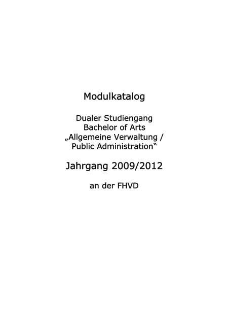 Modulkatalog Jahrgang 2009/2012 - FHVD - Fachhochschule für ...