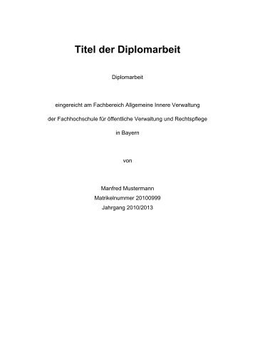 Titel der Diplomarbeit - FHVR AIV