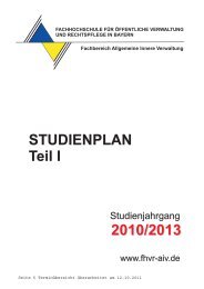 Studienplan Teil I für den Studienjahrgang 2010/2013 - FHVR AIV