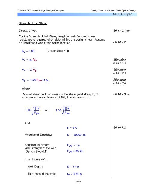 Steel Design Lrfd Example Strength I Limit State:
