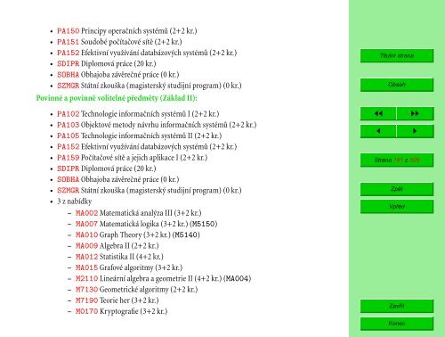 Studijní katalog - Fakulta informatiky - Masarykova univerzita