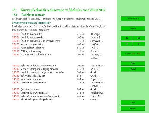 Studijní katalog - Fakulta informatiky - Masarykova univerzita