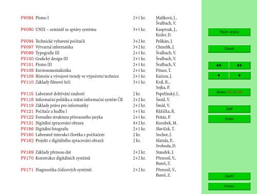 Studijní katalog - Fakulta informatiky - Masarykova univerzita