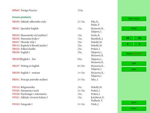 Studijní katalog - Fakulta informatiky - Masarykova univerzita