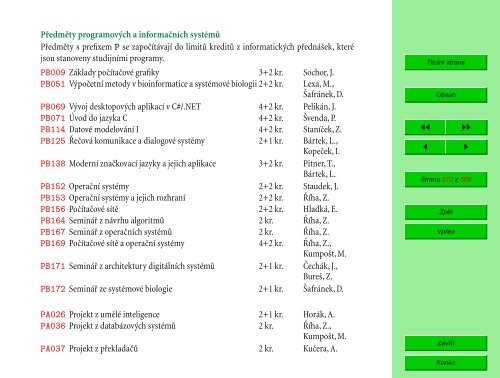 Studijní katalog - Fakulta informatiky - Masarykova univerzita