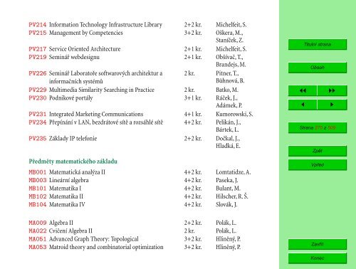 Studijní katalog - Fakulta informatiky - Masarykova univerzita