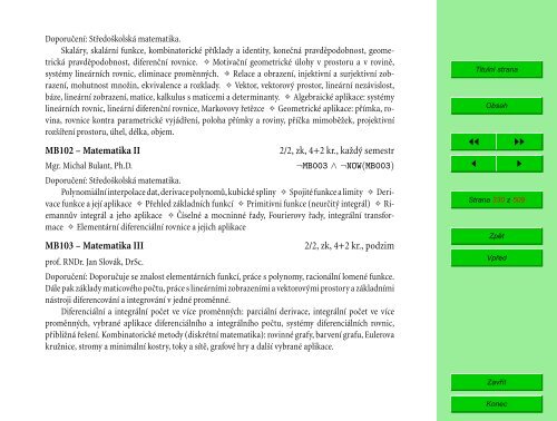 Studijní katalog - Fakulta informatiky - Masarykova univerzita