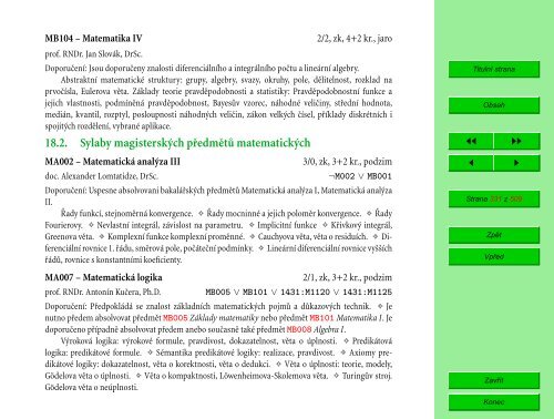 Studijní katalog - Fakulta informatiky - Masarykova univerzita