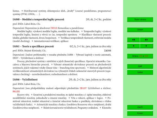 Studijní katalog - Fakulta informatiky - Masarykova univerzita