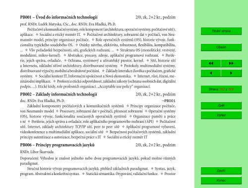 Studijní katalog - Fakulta informatiky - Masarykova univerzita
