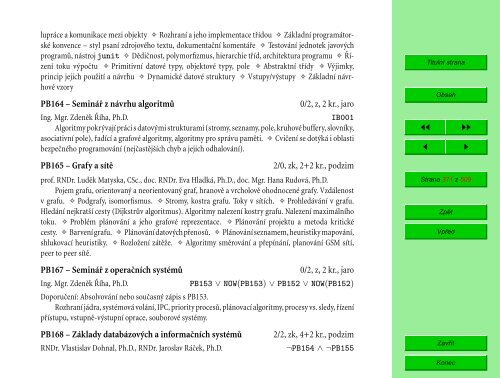 Studijní katalog - Fakulta informatiky - Masarykova univerzita