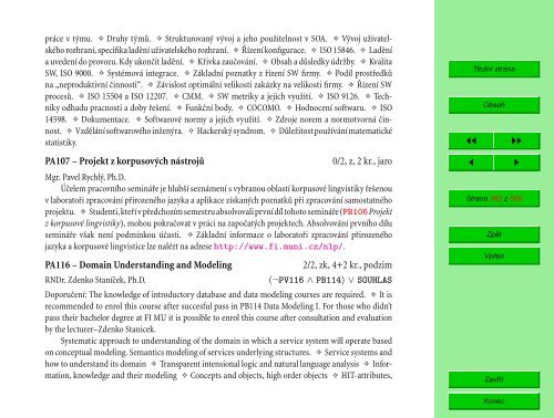 Studijní katalog - Fakulta informatiky - Masarykova univerzita