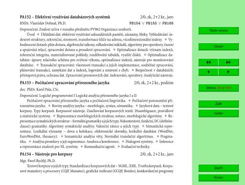 Studijní katalog - Fakulta informatiky - Masarykova univerzita