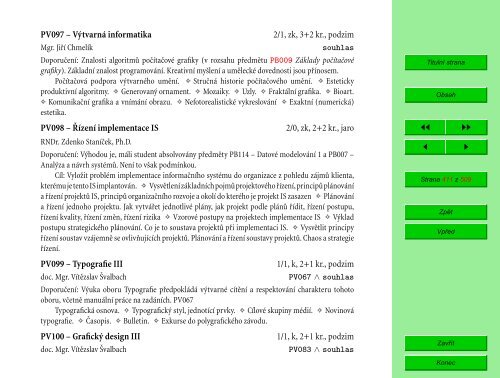 Studijní katalog - Fakulta informatiky - Masarykova univerzita