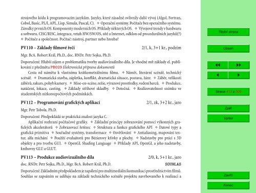 Studijní katalog - Fakulta informatiky - Masarykova univerzita