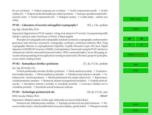 Studijní katalog - Fakulta informatiky - Masarykova univerzita