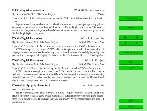 Studijní katalog - Fakulta informatiky - Masarykova univerzita