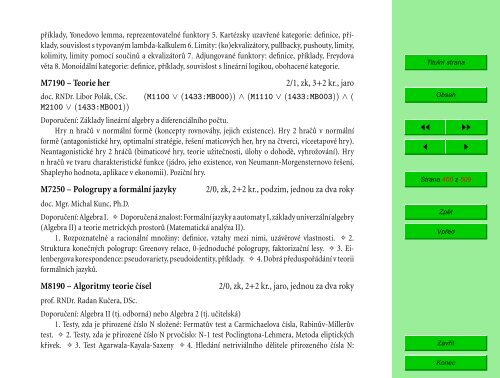 Studijní katalog - Fakulta informatiky - Masarykova univerzita