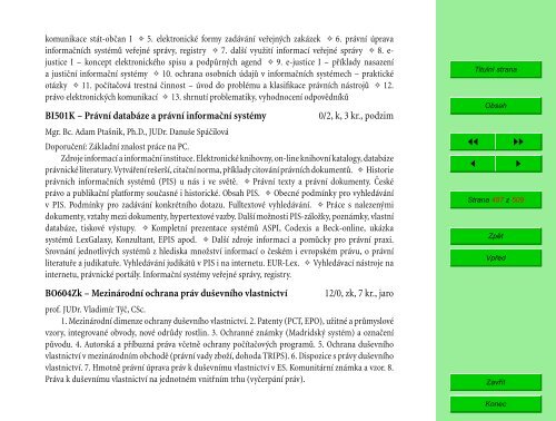 Studijní katalog - Fakulta informatiky - Masarykova univerzita