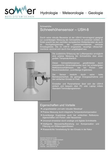Schneehöhensensor – USH-8 Hydrologie • Meteorologie • Geologie