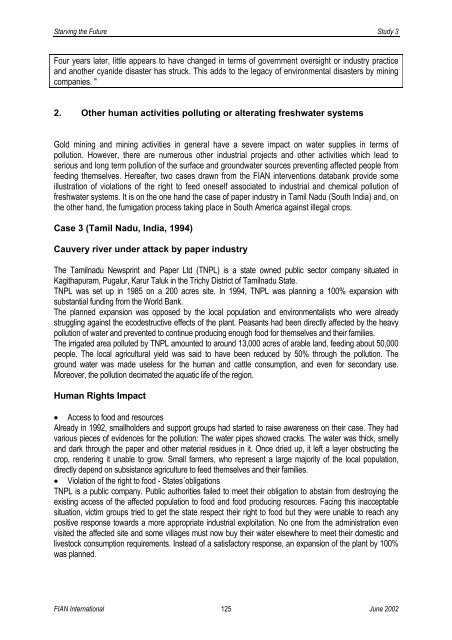 Study 3: Ecodestruction and the Right to Food: The Cases of Water ...