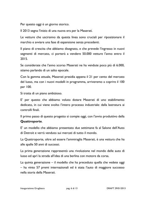 Inaugurazione stabilimento Grugliasco - Fiat SpA