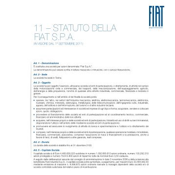 11 – Statuto della Fiat S.p.a.